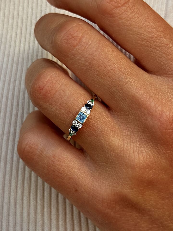 Les Petites Précieuses Pozłacany pierścionek z cyrkonią rozmiar: 50