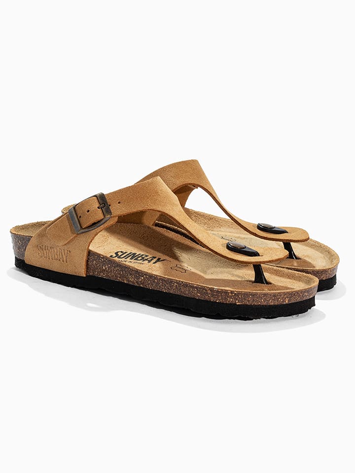 Sunbay Skórzane japonki "Tulipe" w kolorze jasnobrązowym rozmiar: 37