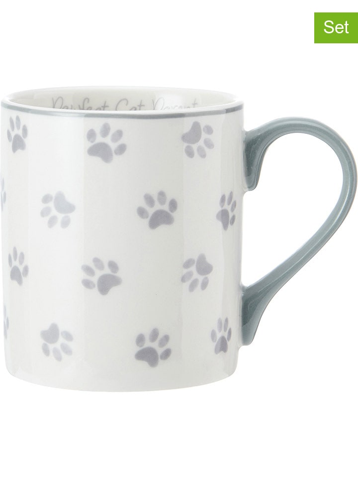 Mikasa Kubki (2 szt.) "Paws" w kolorze biało-szarym - 280 ml rozmiar: onesize