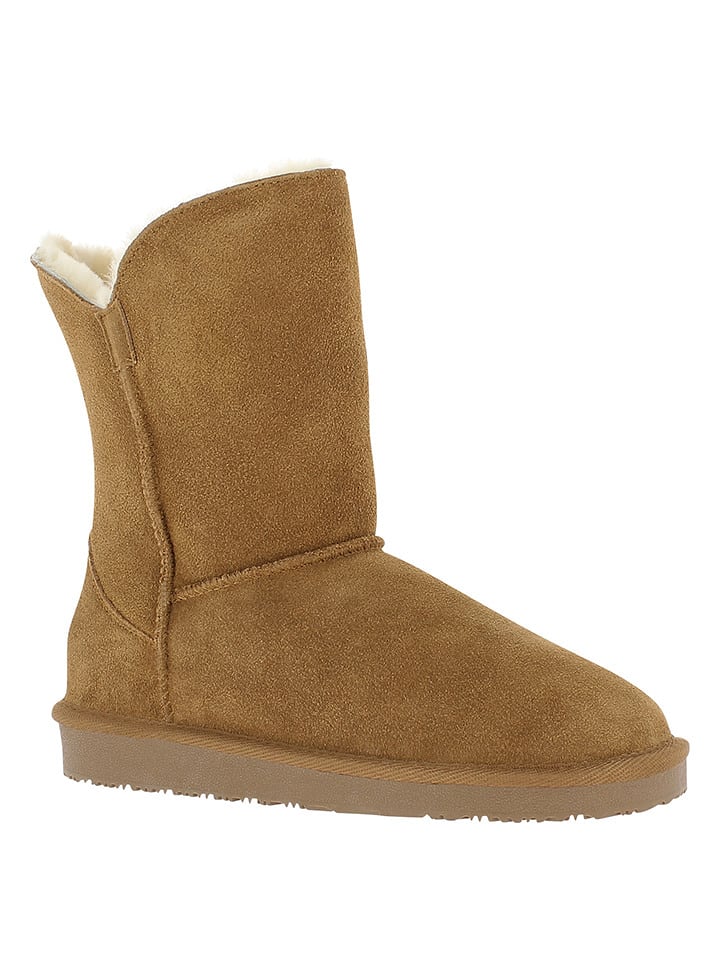 Gooce Skórzane kozaki zimowe "Breezy" w kolorze jasnobrązowym rozmiar: 39