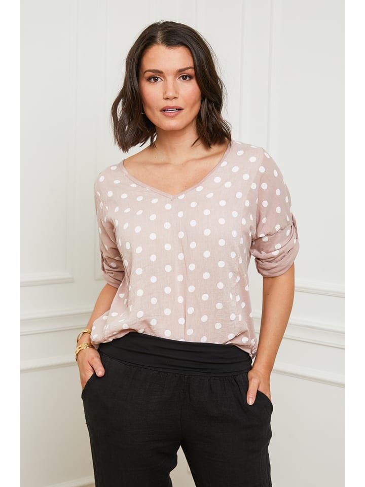 Curvy Lady Lniana bluzka w kolorze jasnoróżowym rozmiar: 48/50