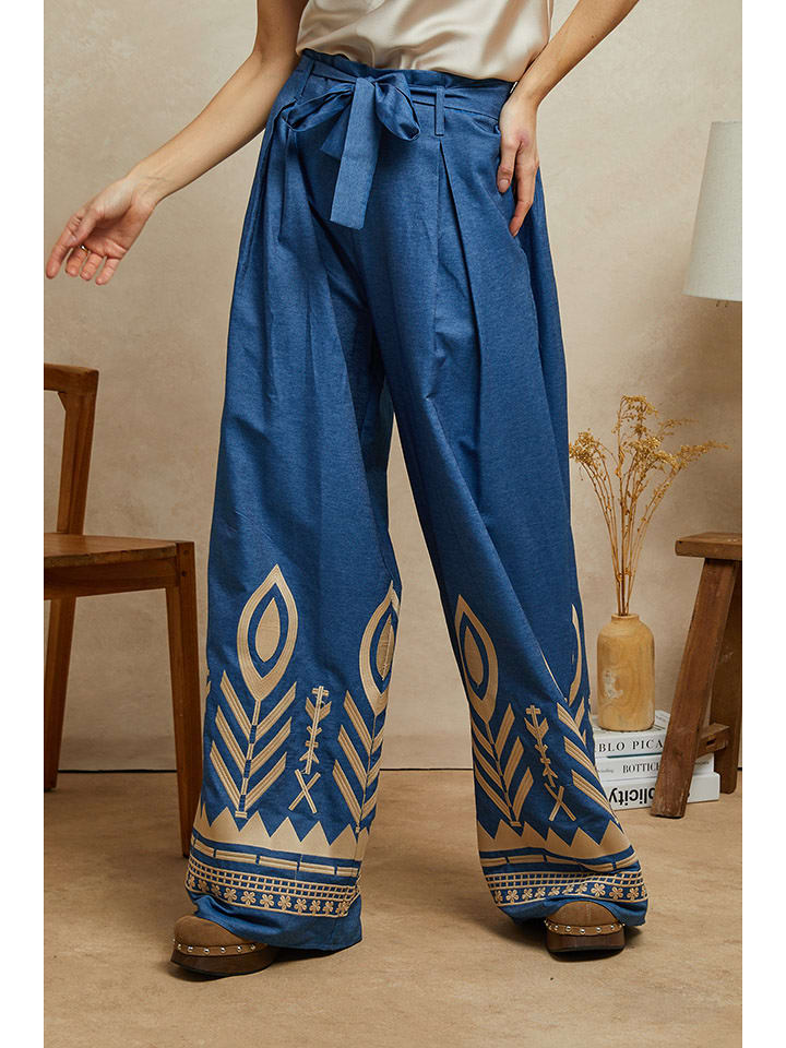 Plume Spodnie "Nem" w kolorze niebieskim rozmiar: L