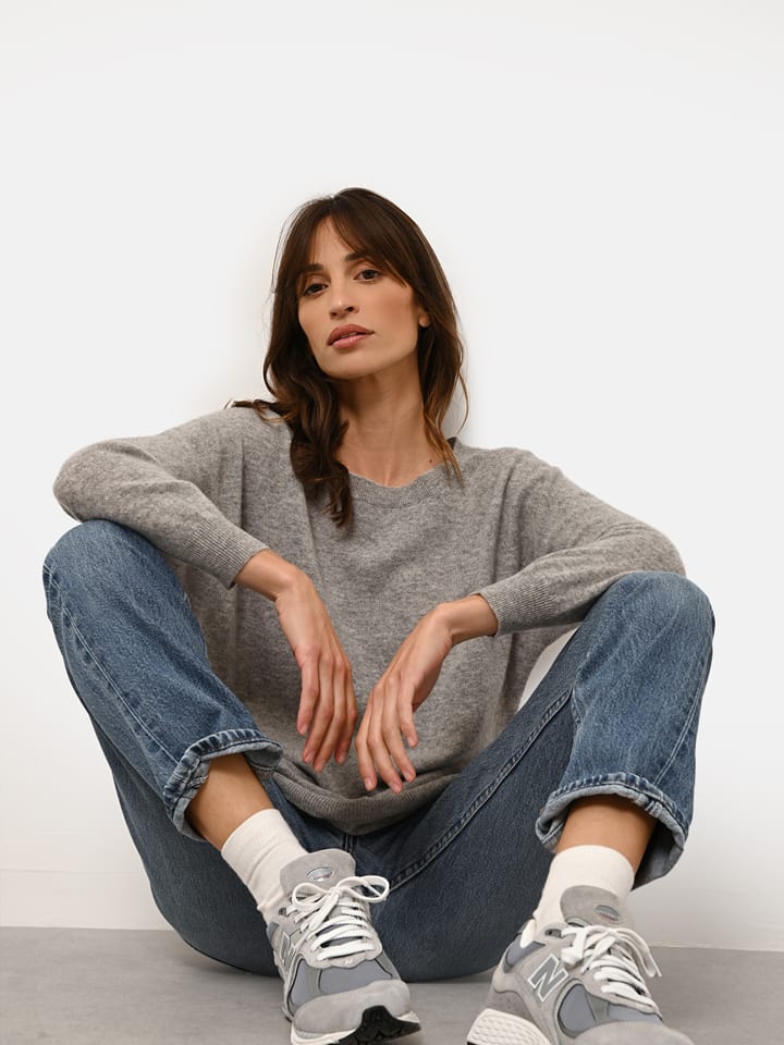 Just Cashmere Kaszmirowy sweter "Rebecca" w kolorze szarym rozmiar: S