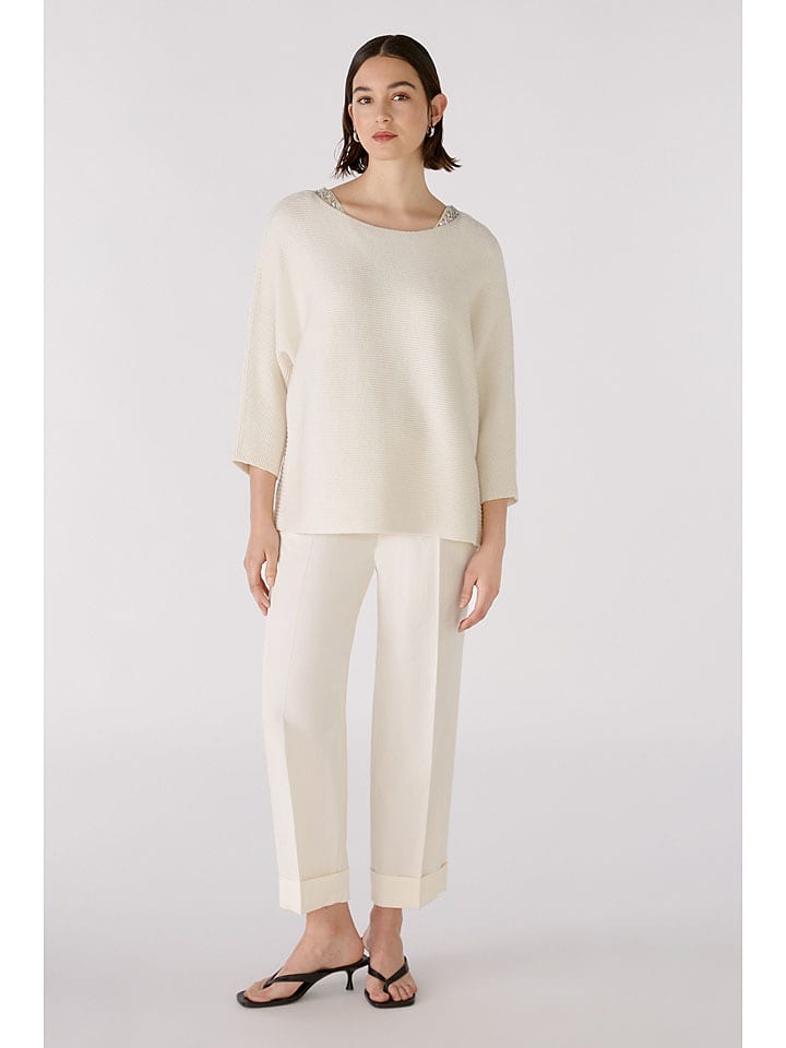 Oui Spodnie w kolorze kremowym rozmiar: 36