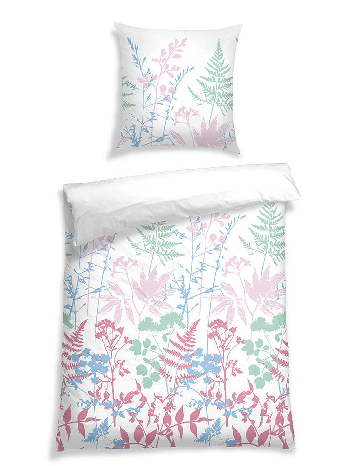 Schiesser Komplet pościeli renforcé "Fenja" w kolorze biało-jasnoróżowo-zielonym rozmiar: 155x220 cm