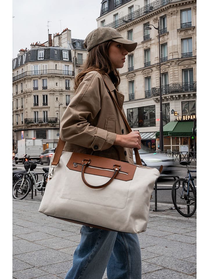 maison héritage PARIS Skórzany shopper bag "Dax" w kolorze kremowo-jasnobrązowym - 58 x 34 x 15 cm rozmiar: onesize