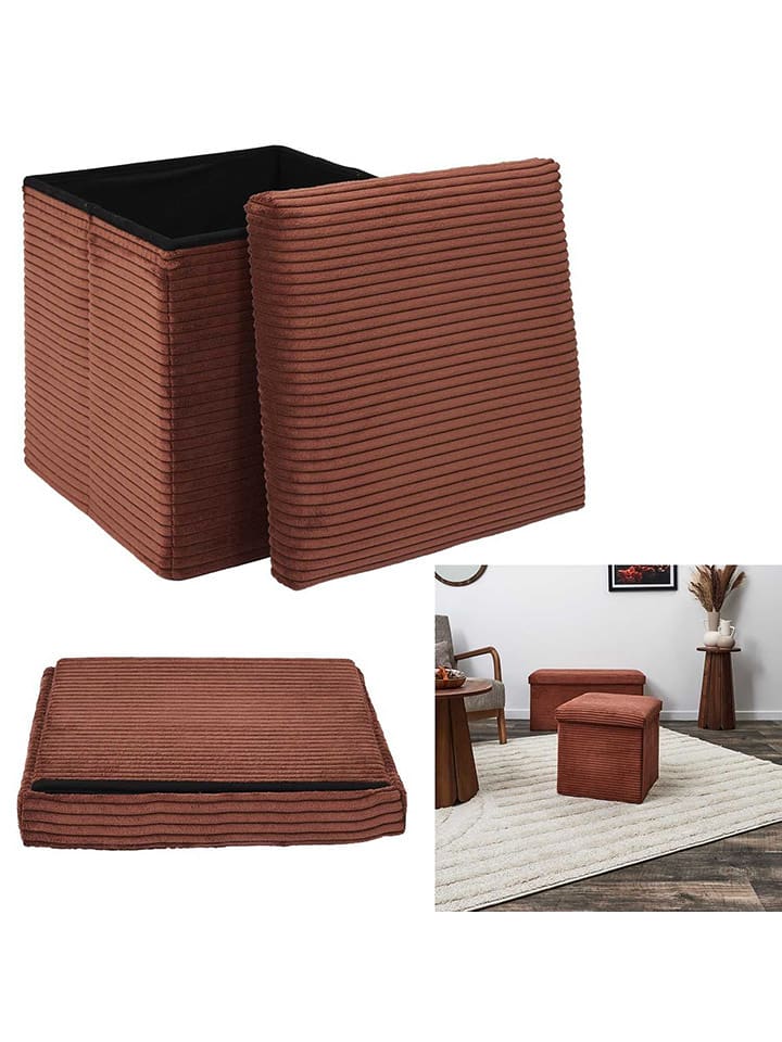 THE HOME DECO FACTORY Hocker w kolorze brązowym ze schowkiem - 28 x 38 x 38 cm rozmiar: onesize