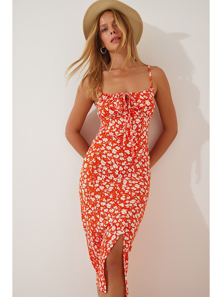 Happiness Istanbul Sukienka w kolorze pomarańczowo-białym rozmiar: 36