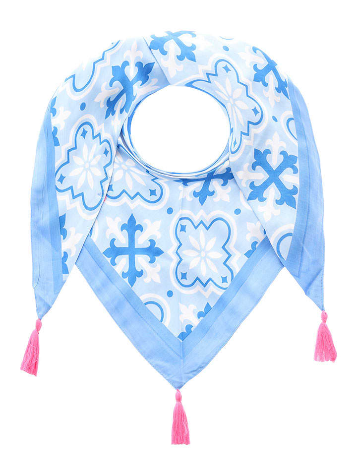 Zwillingsherz Chusta trójkątna "Antike" w kolorze błękitnym - 200 x 100 cm rozmiar: onesize