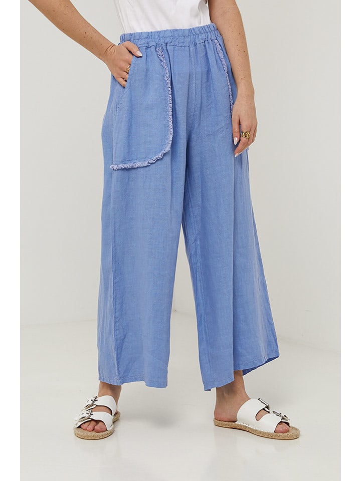 Rodier Lin Lniane spodnie w kolorze błękitnym rozmiar: M/L