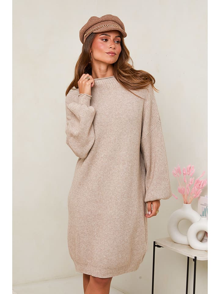 Soft Cashmere Sukienka dzianinowa w kolorze beżowym rozmiar: 34/36