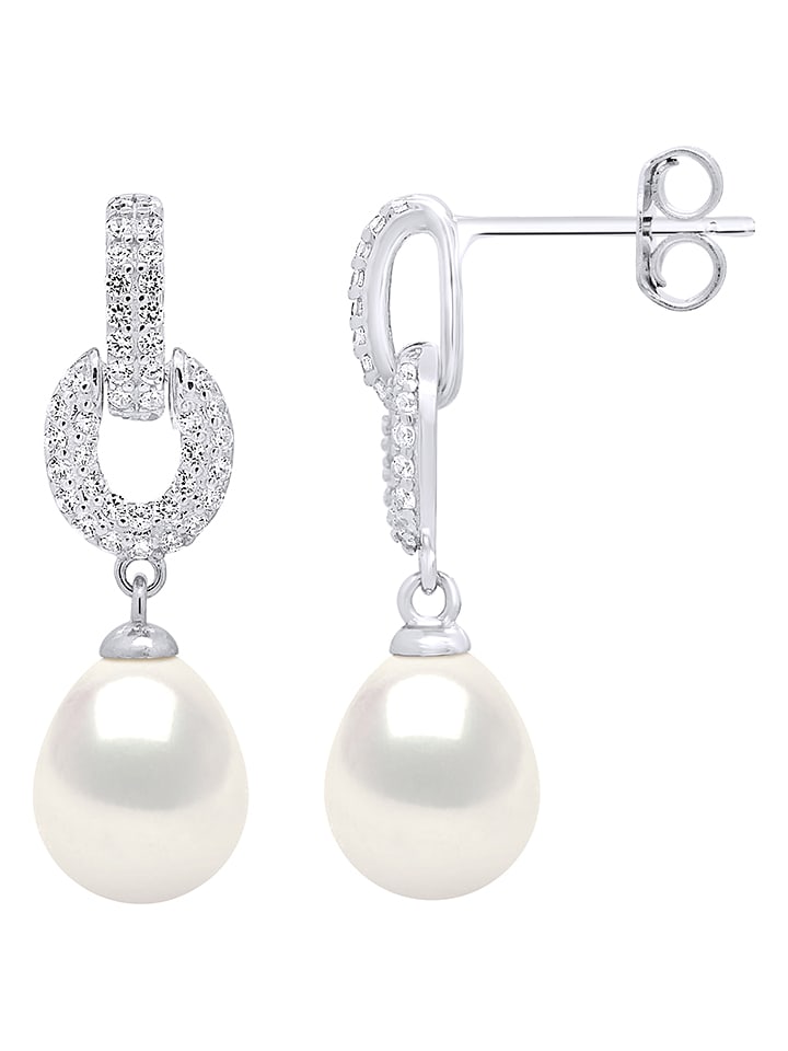 Pearline Srebrne kolczyki-wkrętki z perłami i cyrkoniami rozmiar: onesize