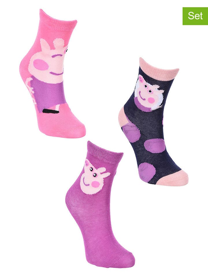 Peppa Pig Skarpety (3 pary) "Świnka Peppa" ze wzorem rozmiar: 31-34