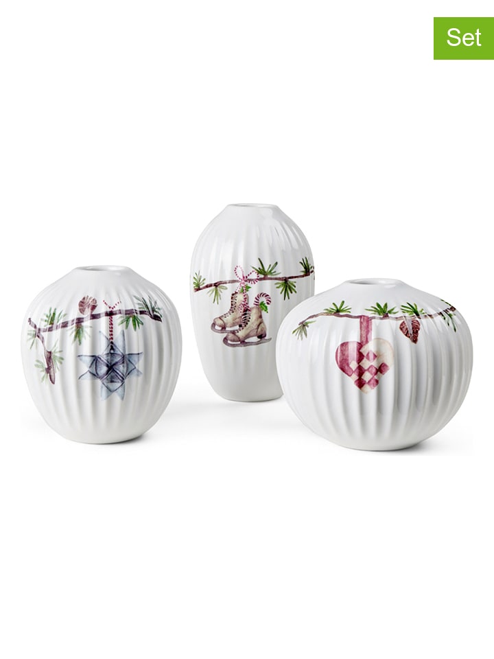 Kähler Wazony (3 szt.) "Hammershøi Christmas" w kolorze białym - wys. 8,5 x Ø 3 cm rozmiar: onesize