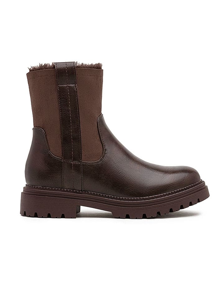 Foreverfolie Botki zimowe w kolorze brązowym rozmiar: 41