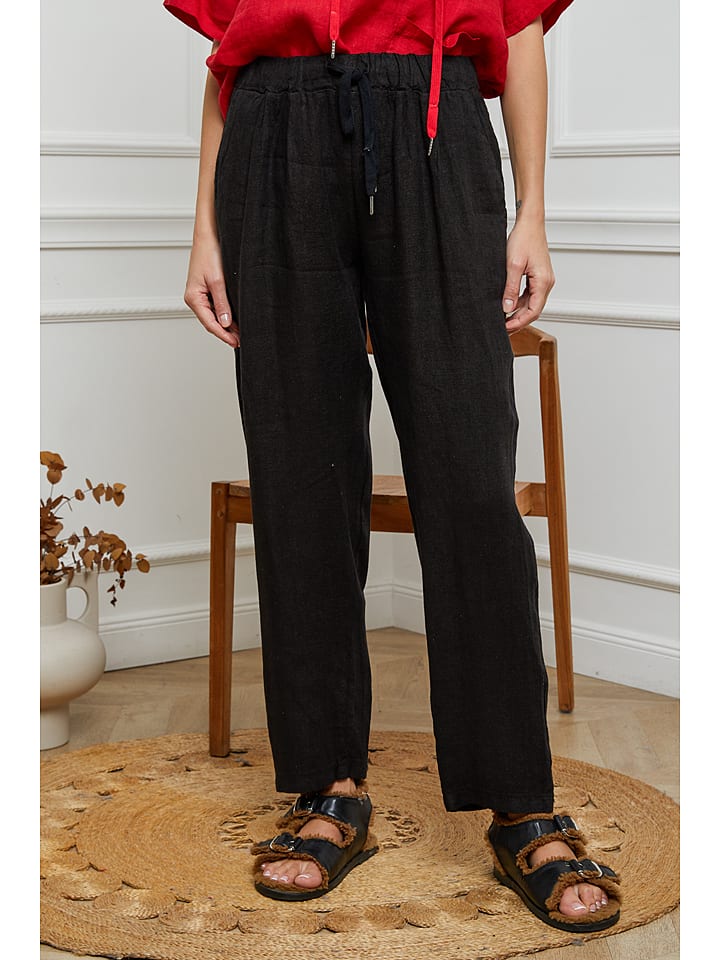 Fleur de Lin Lniane spodnie w kolorze czarnym rozmiar: M