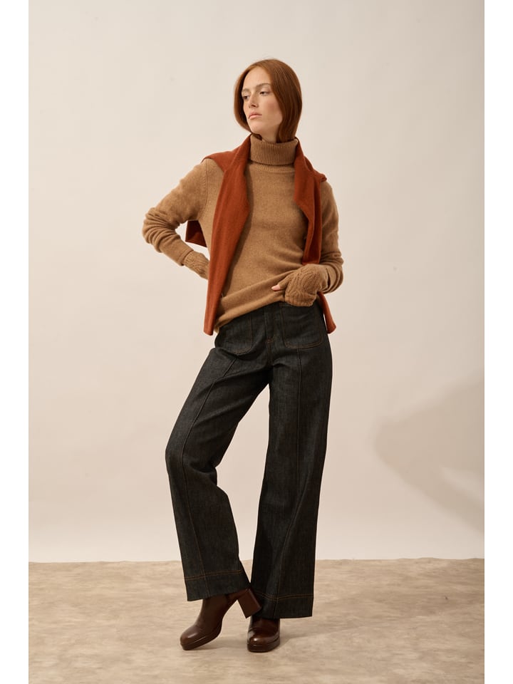 Just Cashmere Kaszmirowy sweter "June" w kolorze jasnobrązowym rozmiar: L