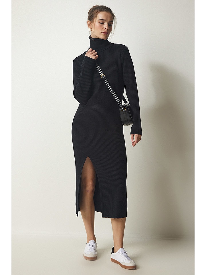 Happiness Istanbul Sukienka dzianinowa w kolorze czarnym rozmiar: onesize