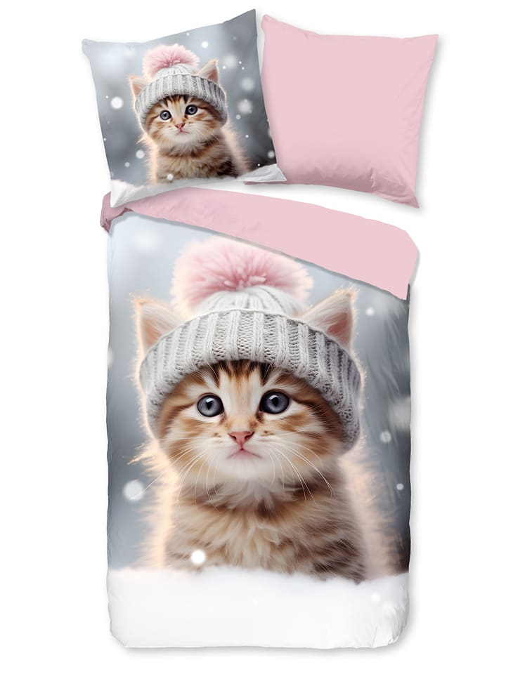 Good Morning Komplet pościeli flanelowej "Patt" w kolorze jasnoróżowym ze wzorem rozmiar: 135x200 cm