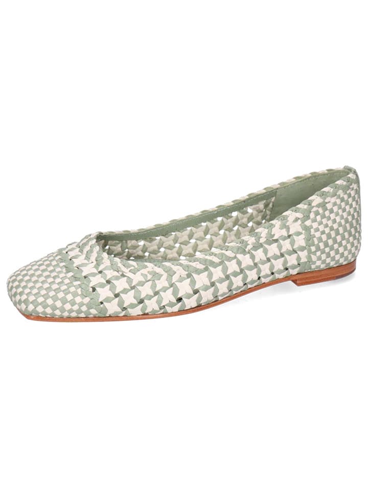 MELVIN & HAMILTON Skórzane baleriny "Elyssa 1" w kolorze biało-zielonym rozmiar: 40
