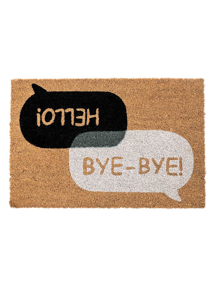Bizzotto Wycieraczka "Hello-Bye Bye" w kolorze jasnobrązowo-czarnym z włókna kokosowego - 60 x 40 cm rozmiar: onesize