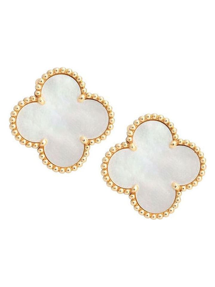 Miu Silver Pozłacane kolczyki-wkrętki z masą perłową rozmiar: onesize