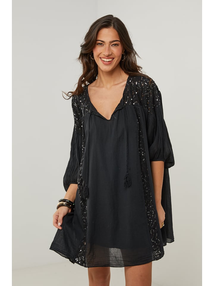 Le Monde du Lin Sukienka w kolorze czarnym rozmiar: 36/38