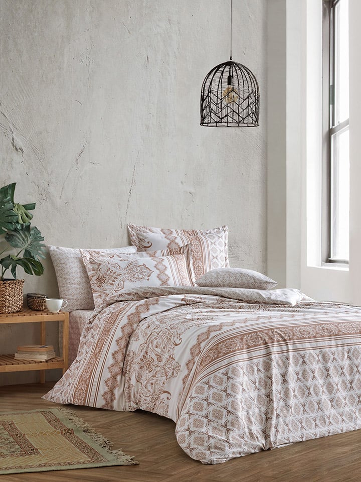 Elizabed Komplet pościeli renforcé w kolorze biało-beżowym rozmiar: 135x200 cm