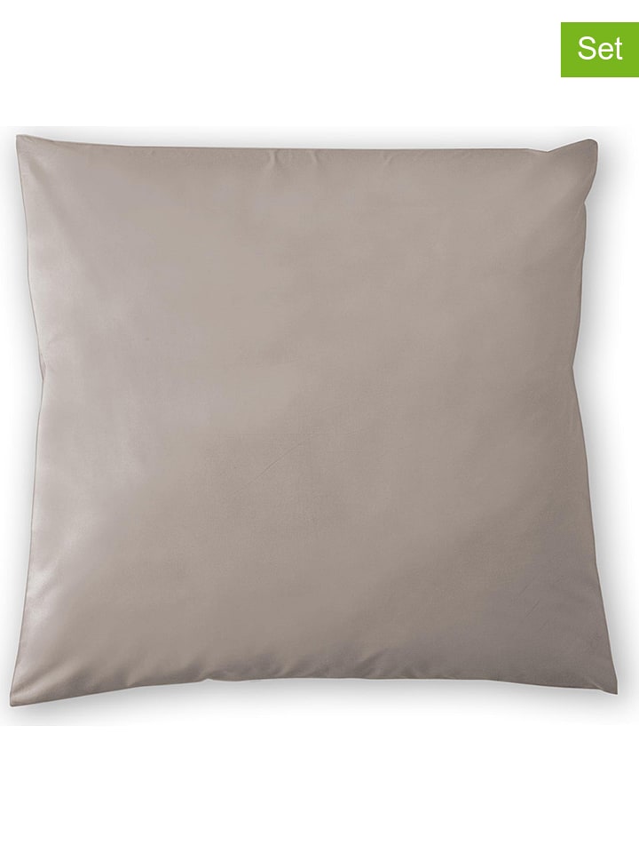 Cinderella Poszewki perkalowe (2 szt.) "Basic" w kolorze szarobrązowym na poduszkę rozmiar: 80x80 cm