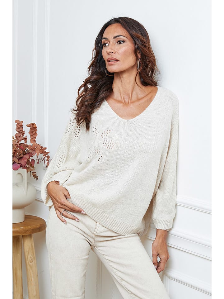 So Cachemire Sweter "Arobaz" w kolorze kremowym rozmiar: M