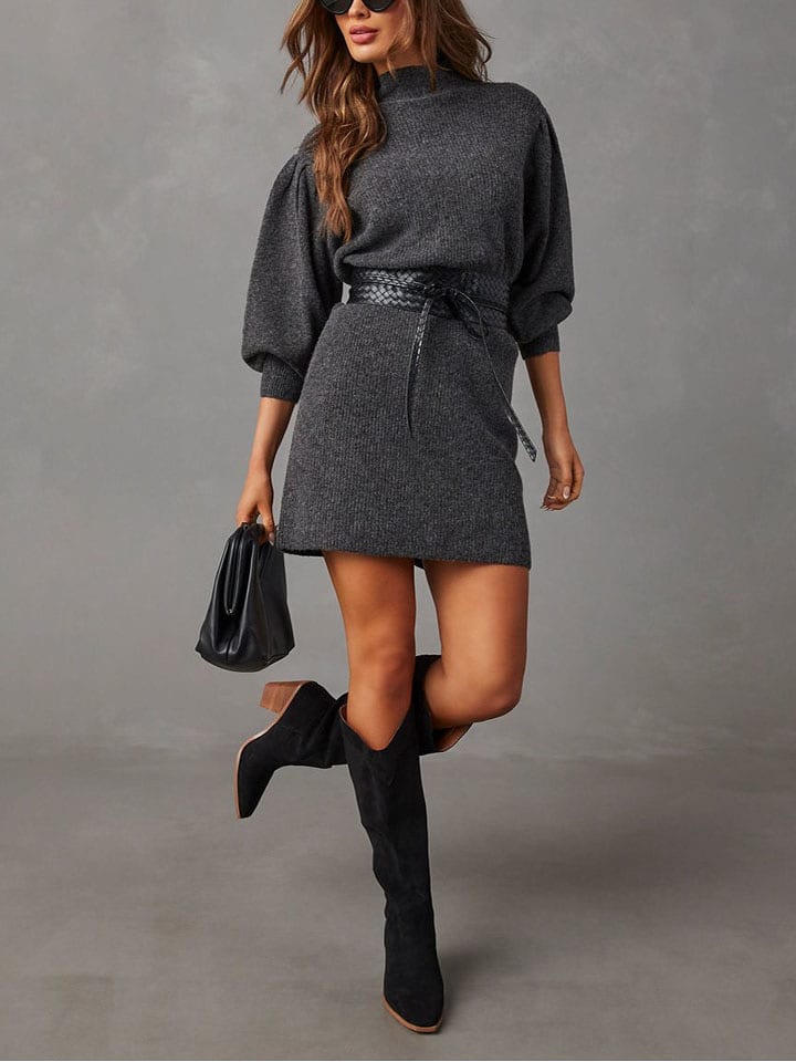Milan Kiss Sukienka dzianinowa w kolorze antracytowym rozmiar: L