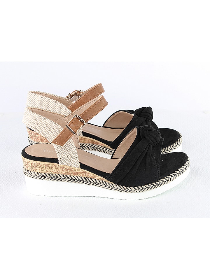 Sixth Sens Sandały w kolorze czarnym na koturnie rozmiar: 38