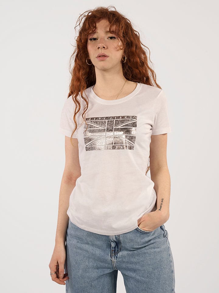 Pepe Jeans Koszulka "Beatriz" w kolorze białym rozmiar: S