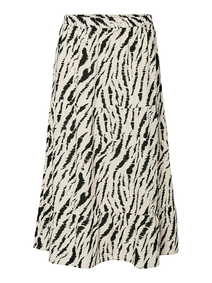 Pieces Spódnica "Arlem" w kolorze kremowo-czarnym rozmiar: L