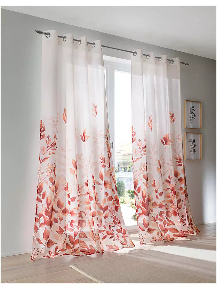 heine home Firanka dekoracyjna w kolorze biało-czerwonym rozmiar: 175x135 cm