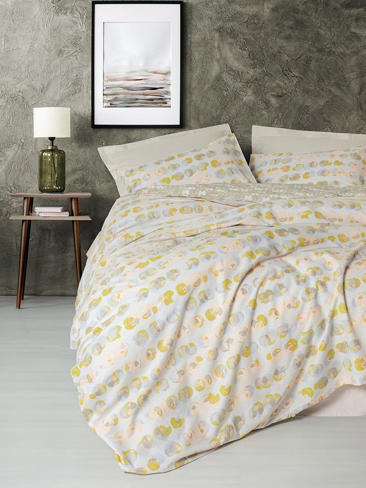 Colourful Cotton Komplet pościeli renforcé "Jocus" w kolorze beżowo-błękitnym rozmiar: 240x220 cm