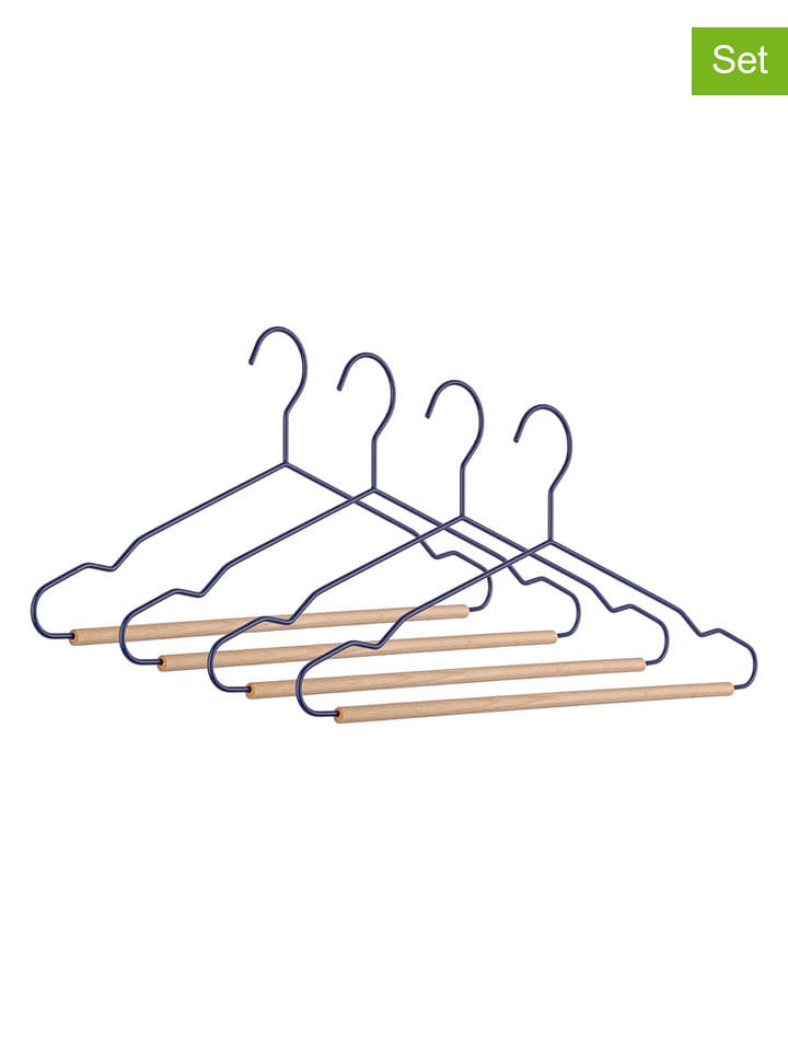 Bizzotto Wieszaki (4 szt.) w kolorze niebiesko-beżowym na ubrania - 41,5 x 20 cm rozmiar: onesize