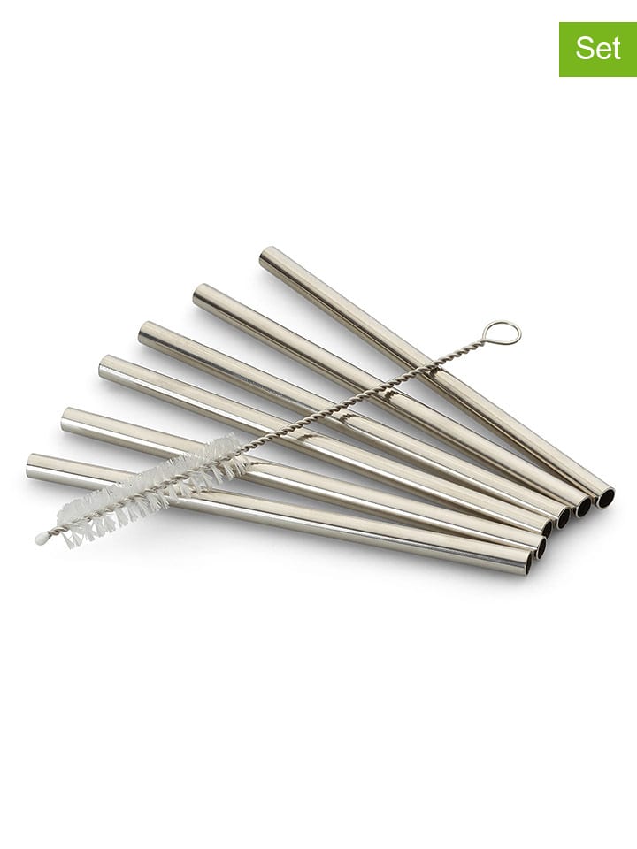 Echtwerk Słomki (6 szt.) w kolorze srebrnym do picia - wys. 12 cm rozmiar: onesize