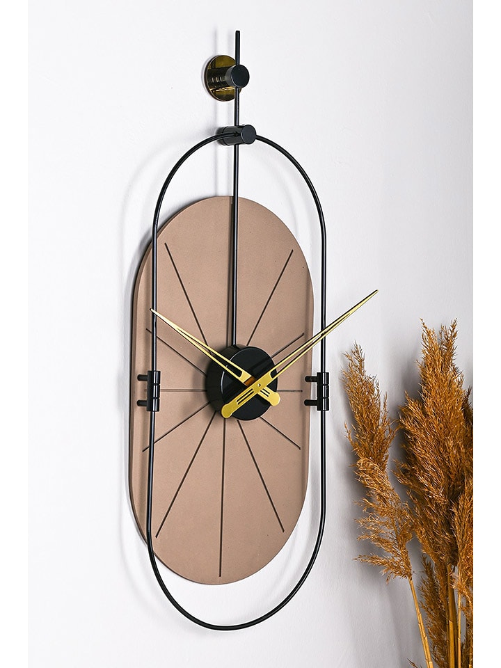 ABERTO DESIGN Zegar ścienny w kolorze jasnobrązowo-czarnym - 29 x 77 cm rozmiar: onesize
