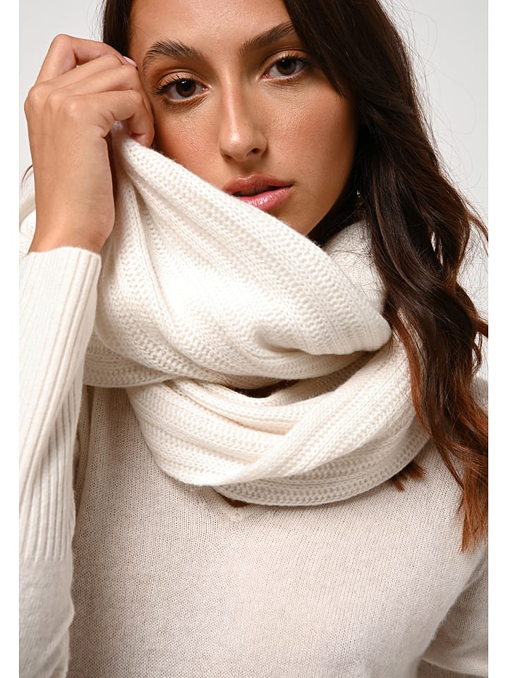 AUTHENTIC CASHMERE Kaszmirowy szal-koło "Tommy" w kolorze kremowym - 64 x 40 cm rozmiar: onesize