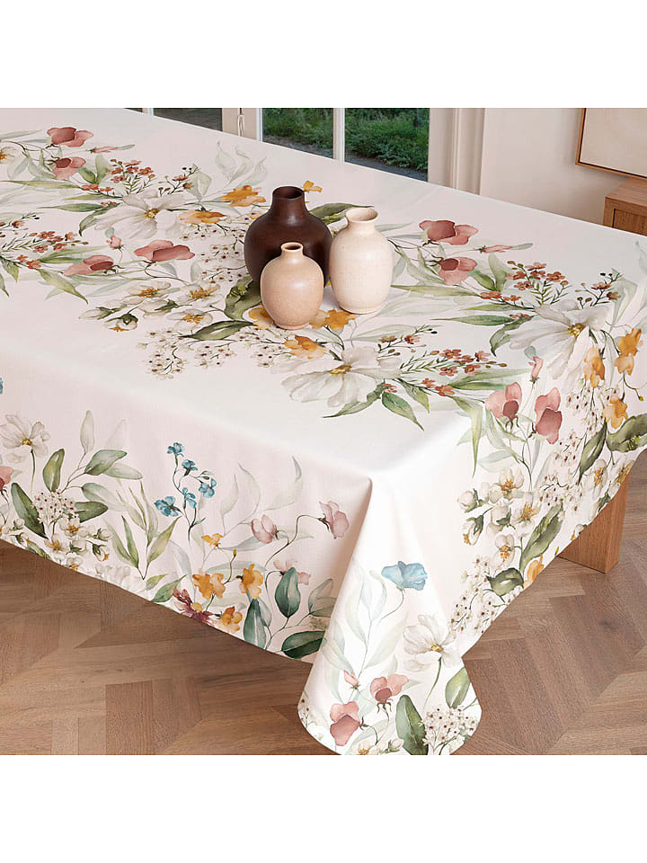 Mint Rugs Obrus "Floral And Tropical Maddy" w kolorze biało-jasnoróżowo-zielonym rozmiar: 155x155 cm