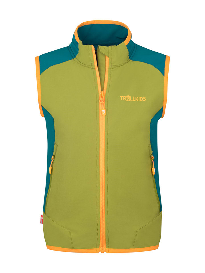 Trollkids Kamizelka funkcyjna "Balestrand" w kolorze oliwkowo-niebiesko-pomarańczowym rozmiar: 176
