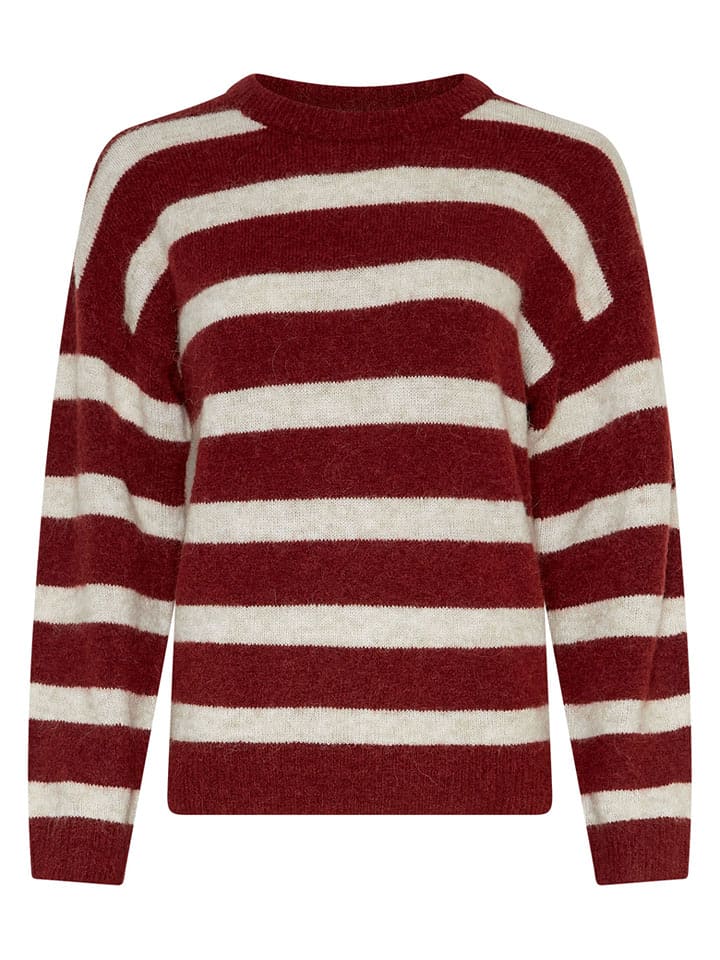 MOSS COPENHAGEN Sweter "Festina" w kolorze bordowo-kremowym rozmiar: M/L