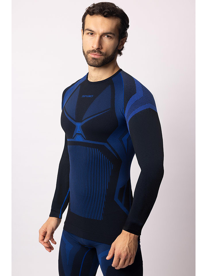 Spaio Koszulka termiczna "Confidence" w kolorze czarno-niebieskim rozmiar: L