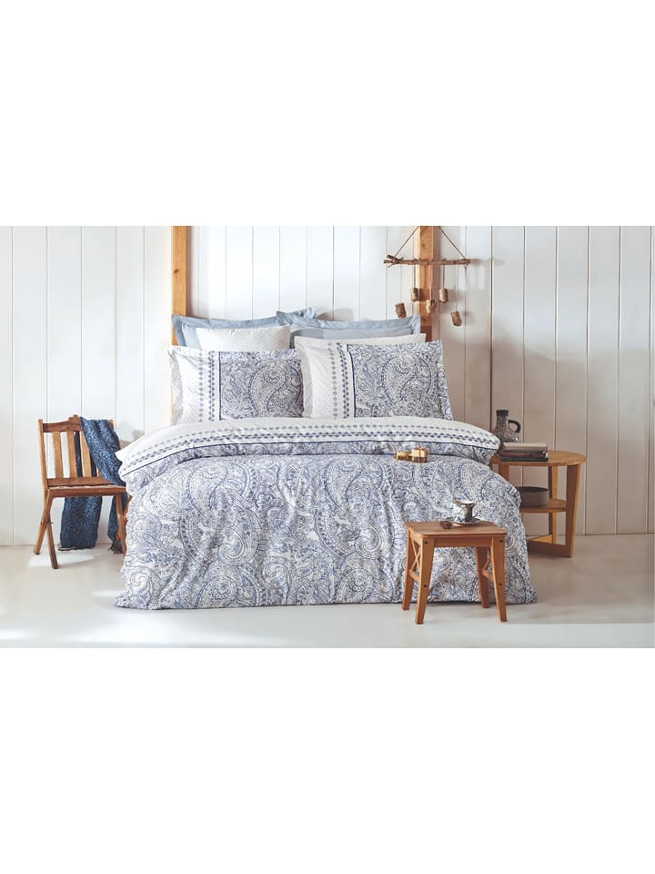 Elizabed Komplet pościeli renforcé "Paisley" w kolorze biało-niebieskim rozmiar: 155x200 cm
