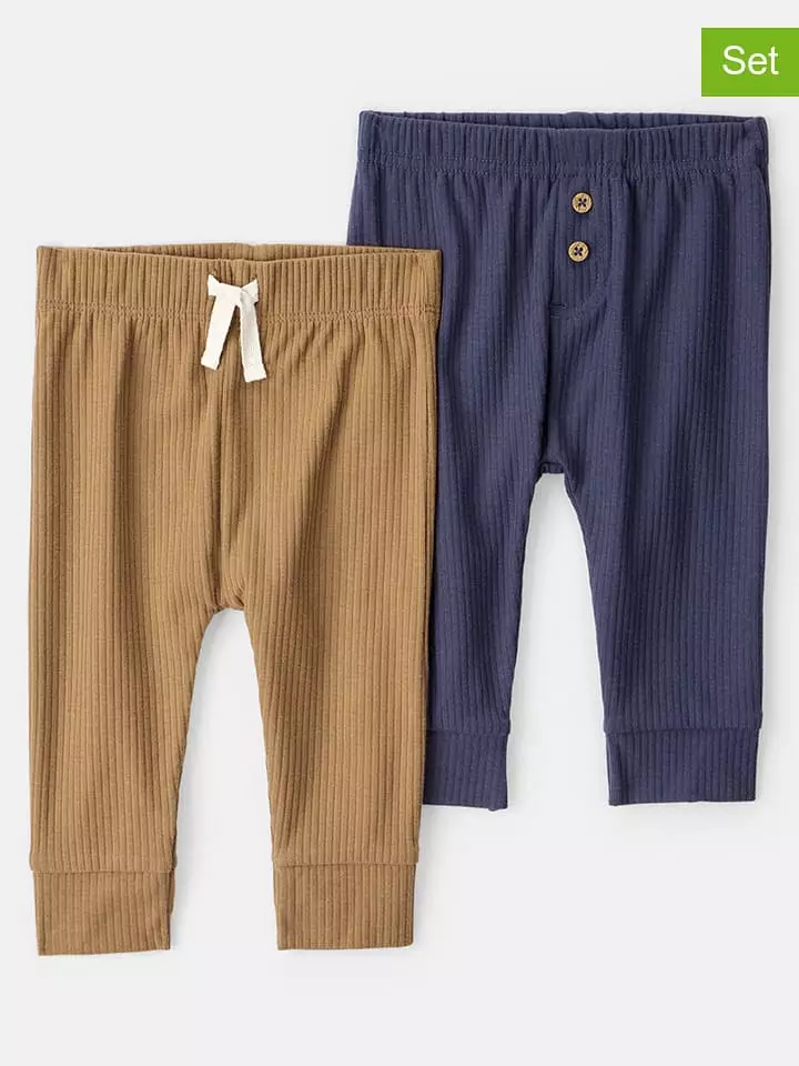 carter's Spodnie dresowe (2 pary) w kolorze granatowym i jasnobrązowym rozmiar: 86/92