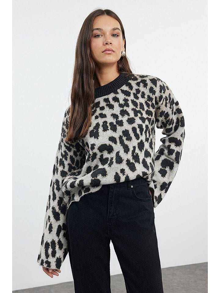 trendyol Sweter w kolorze czarno-jasnoszarym rozmiar: M