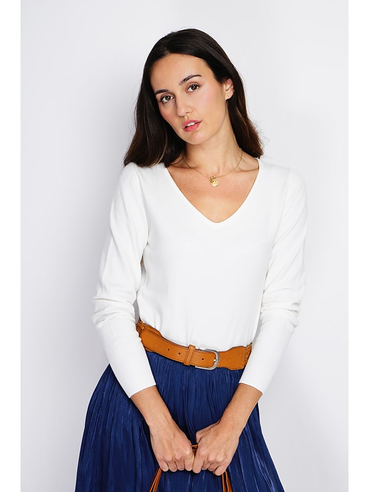 ASSUILI Sweter w kolorze białym rozmiar: 42