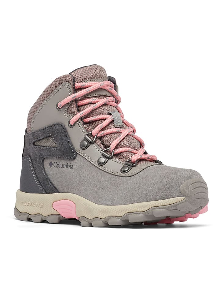 Columbia Skórzane botki "Youth Newton Ridge Amped" w kolorze szaro-jasnoróżowym rozmiar: 35