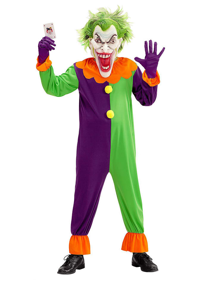 Widmann 2-częściowy kostium "EVIL JOKER" w kolorze fioletowo-zielonym rozmiar: 128